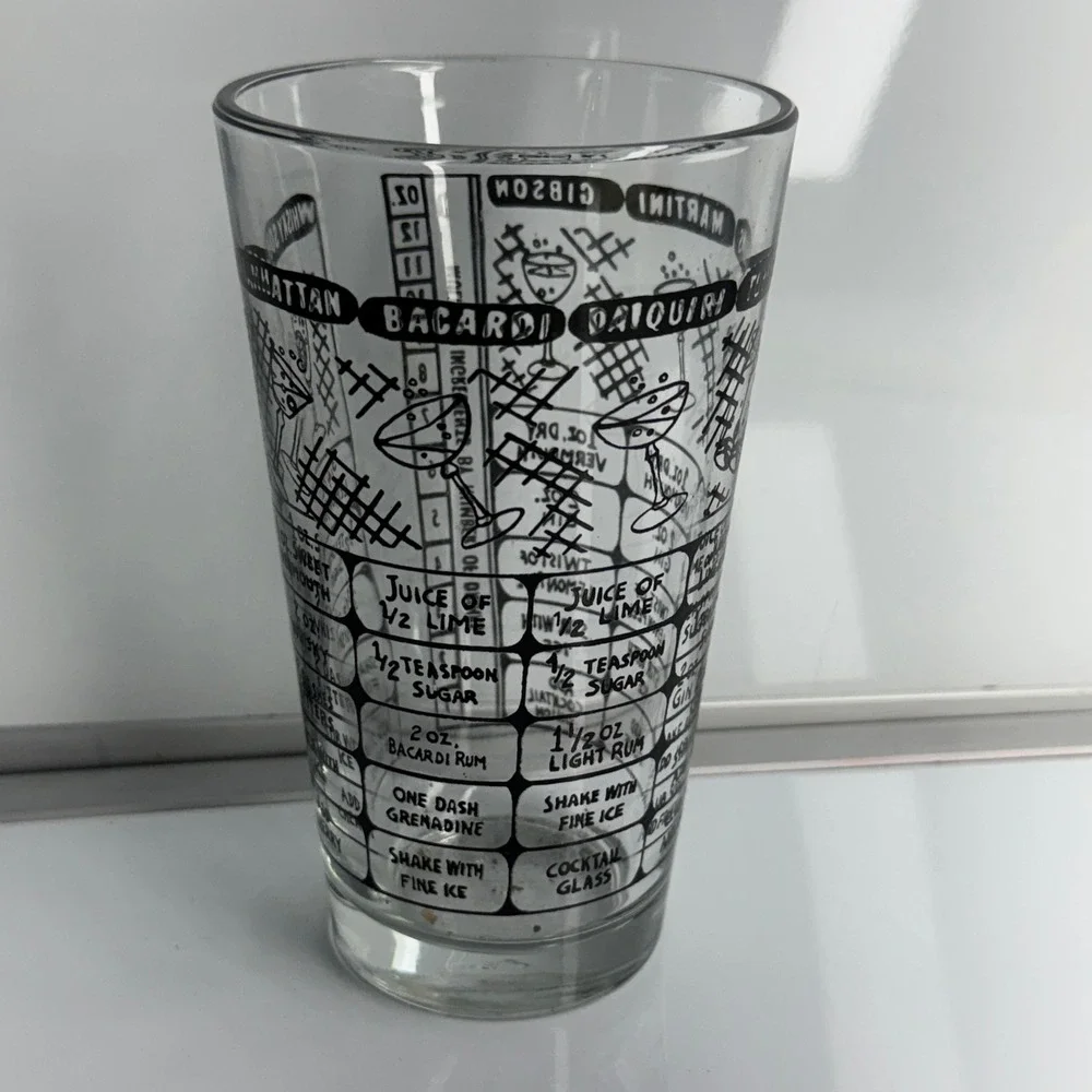 Cocktail Recipe Glass Tumbler Bartender Drink Guide Pint Size